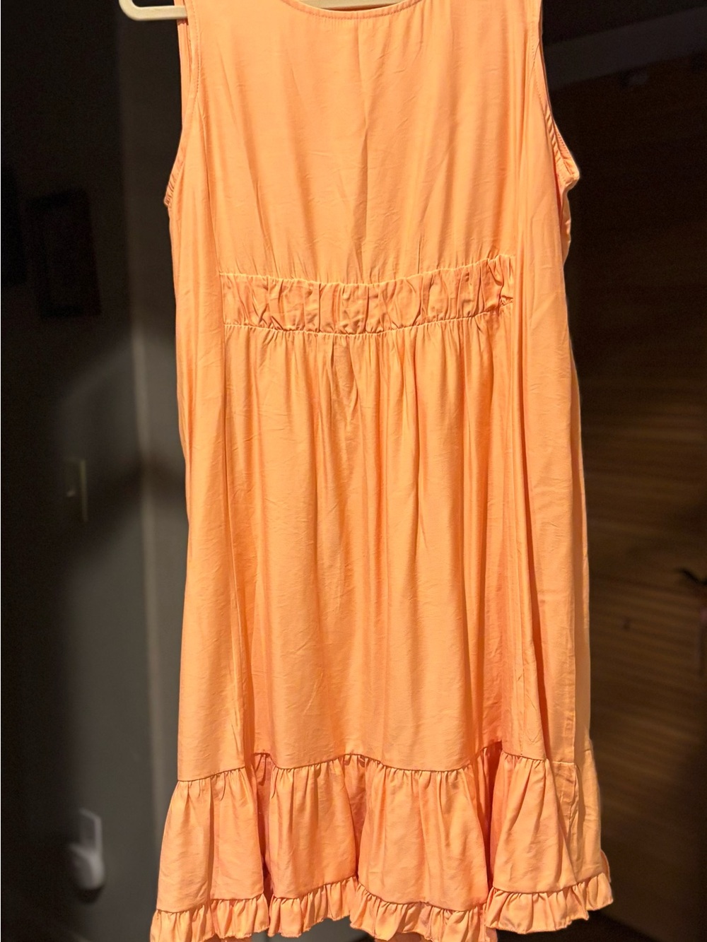 Peach Ruffled Hem Sleeveless Dress